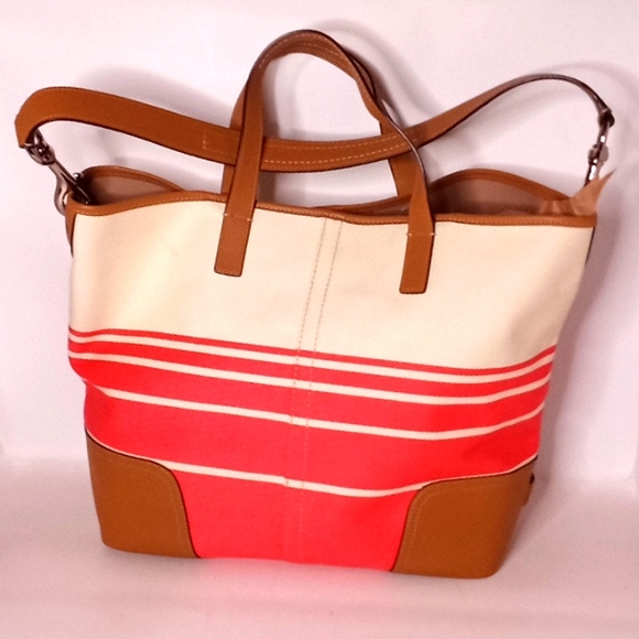 Coach Handbags - SALE ENDS TONIGHT!!!  Authentic Coach "Hadley" Striped Tote